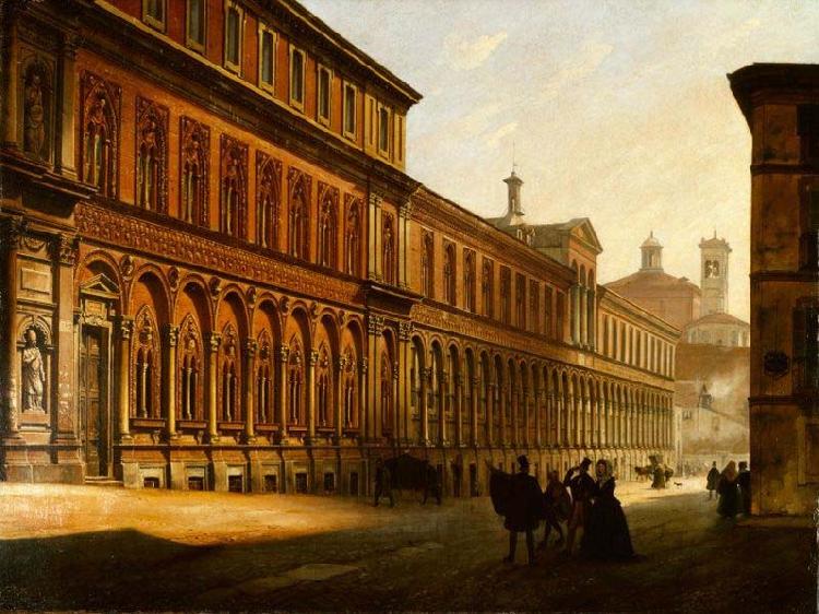 Luigi Premazzi Veduta dell Ospedale Maggiore di Milano oil painting picture